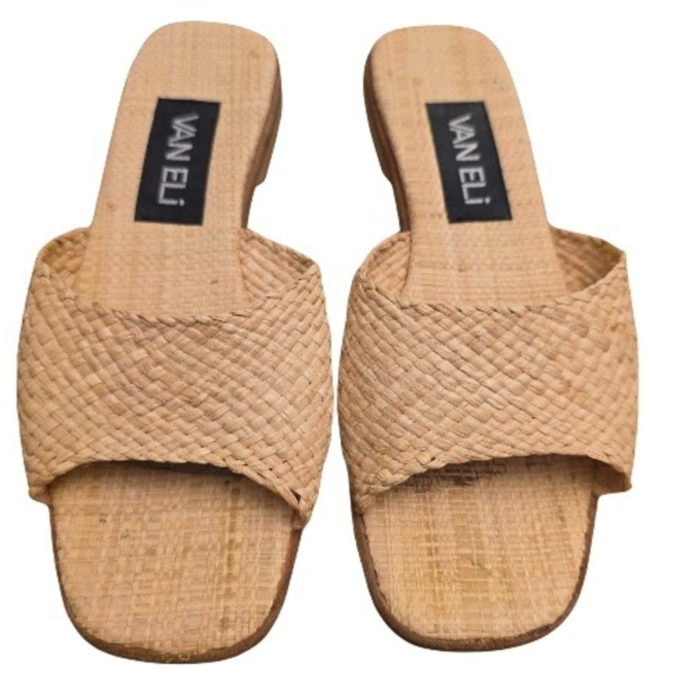 VANELI Woven‎ Straw Wedge Slide Sandals Women's Comfort 5.5 Y2K Beach Cruise